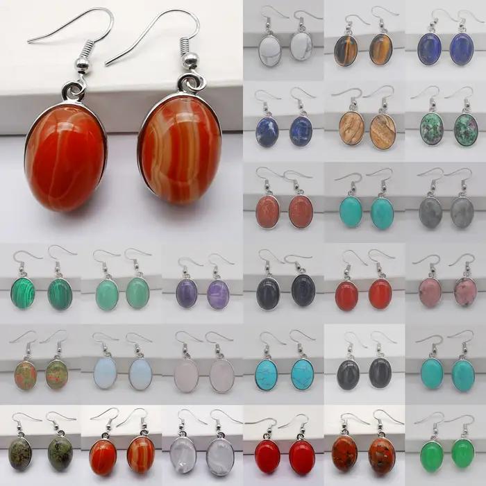 Boucles d'oreilles ovales en pierres de Labradorite