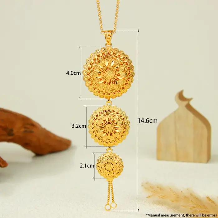 Collier pendentif massif Oman Fashion plaqué or 21 carats, grands pendentifs pour mariages nigérians, bijoux pour femmes kurdes pour événements et fêtes