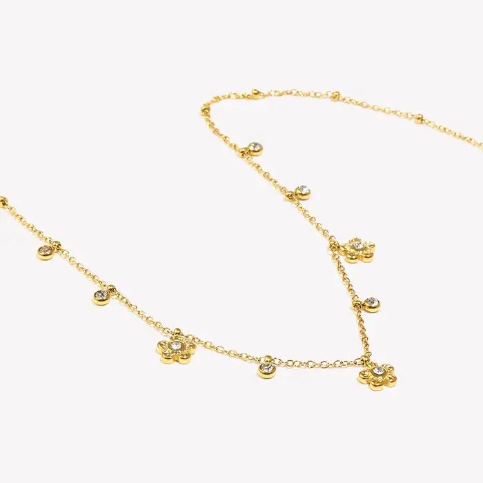 E.B.belle Mini collier pendentif fleur en Zircon plaqué or 18 carats en acier inoxydable hypoallergénique bijoux pour femmes