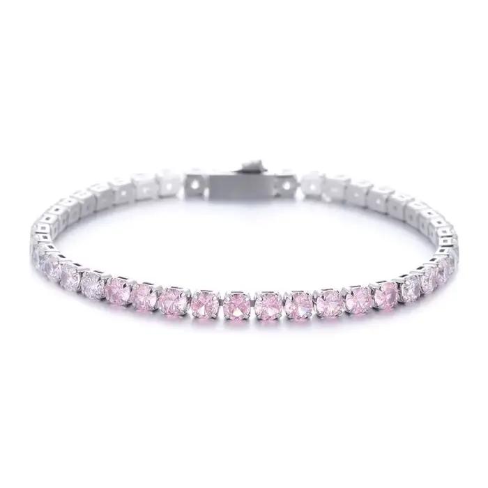 Bracelet en acier avec chaîne tennis entièrement sertie de diamants