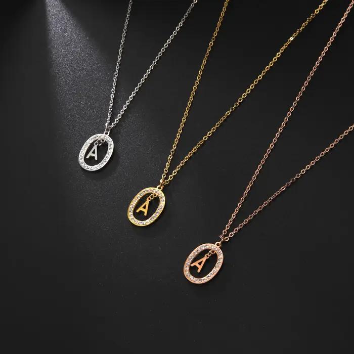 Cazador Zcompresses sur Initiale Lettre Collier pour Femmes Strass A-Z Alphabet