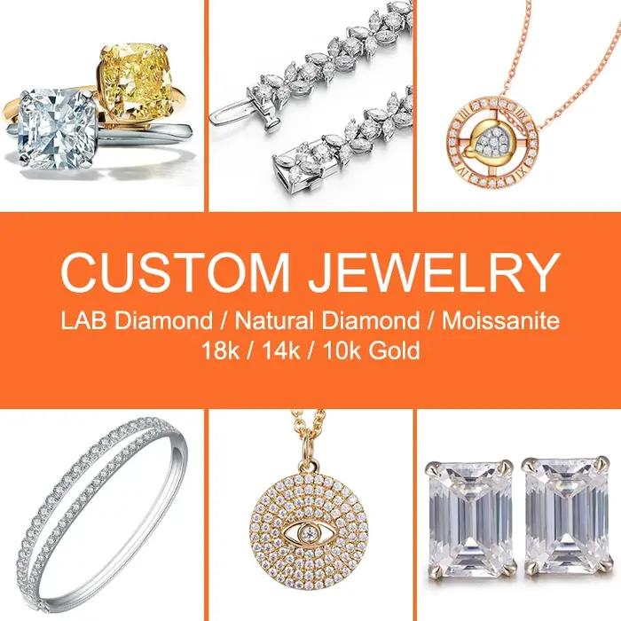 Bijoux en diamant cultivé en laboratoire sur mesure en or massif 10K/14K/18K