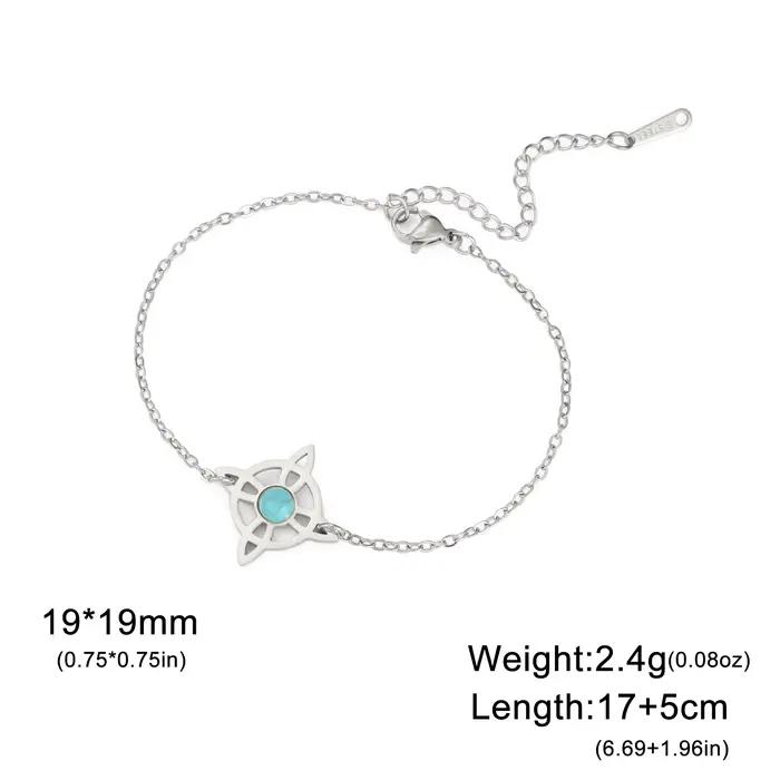 LIKGREAT-Bracelet double noeud de sorcière celtique pour femme, breloque croissant de lune, pierre b