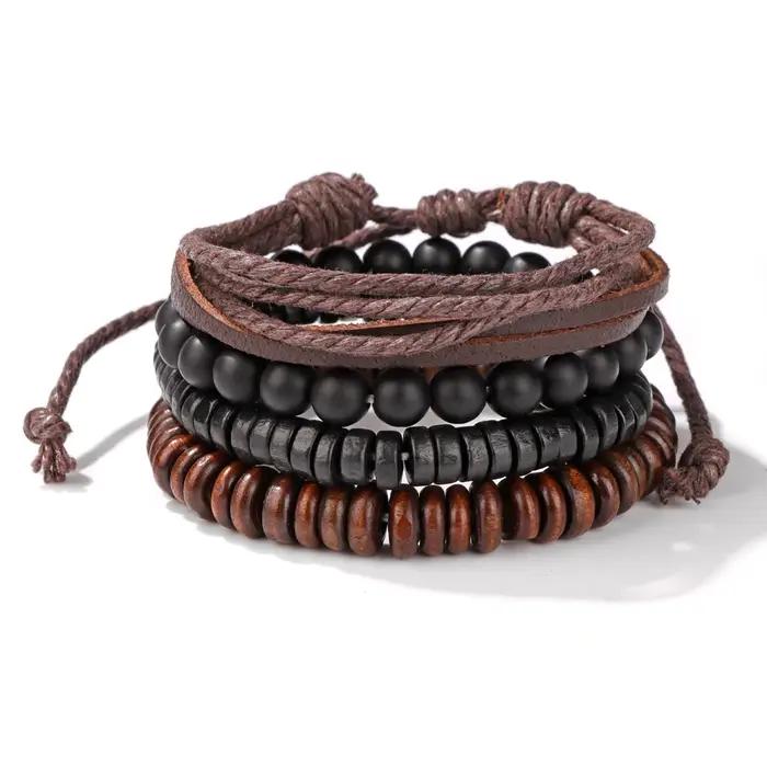 Bracelet tressé en cuir rond pour hommes et femmes