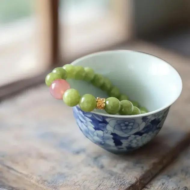 Bracelet en cristal d'olivine vert naturel