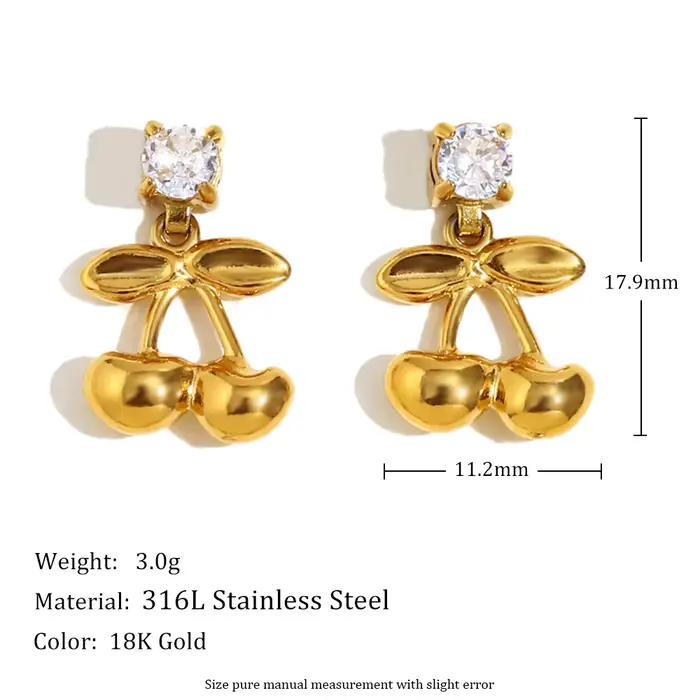 E.B.belle – boucles d'oreilles en forme de cerise en Zircon transparent pour femmes et filles, en ac