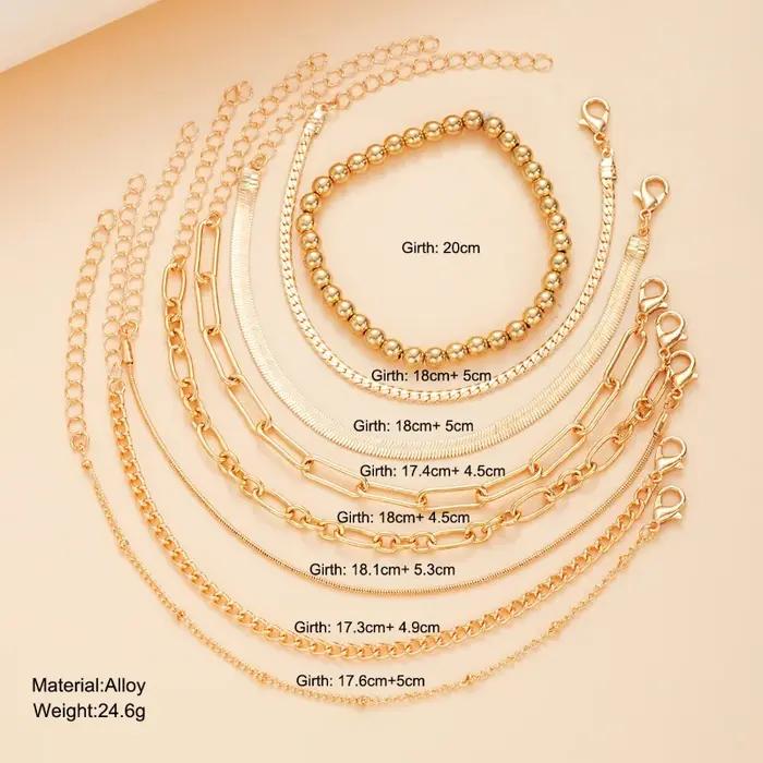 Bracelets plaqués or 14 carats délicats pour femmes et adolescentes style moderne à la mode pour les occasions spéciales