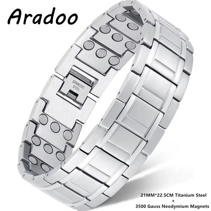 ARADOO Bracelets magnétiques pour hommes avec 3 aimants ultra puissants en néodyme bracelet en acier