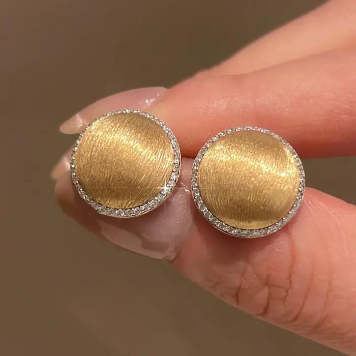 Boucles d'oreilles rondes classiques haut de gamme pour femmes, tréfilage incrusté de diamants, desi