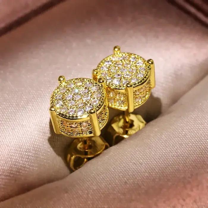 Magnifiques boucles d'oreilles en or véritable 18k pour femme