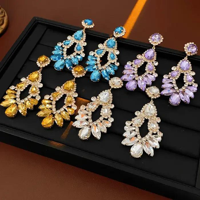 Boucles d'oreilles antiques en strass pour femmes