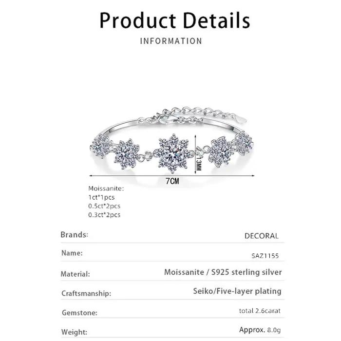 Bracelet en diamant Moissanite ronde pour femme