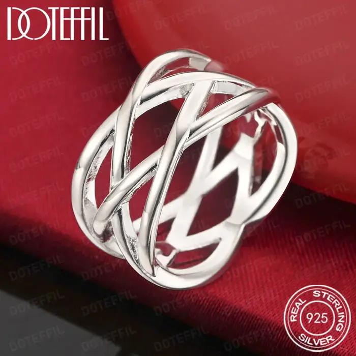 Bague croisée en argent Sterling 925 pour femmes