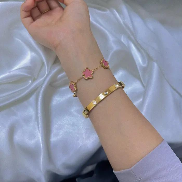 Bracelet empilable Trèfle d'amour pour femmes et adolescentes