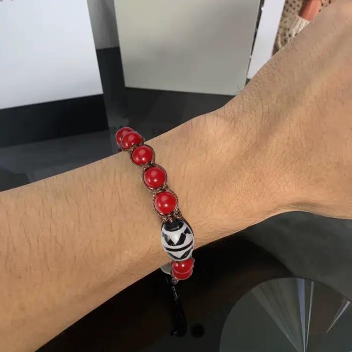 Bracelet Tianzhi en forme de dent de tigre, style tibétain bohème, chapelet en bois de santal rouge pour femmes et hommes, pierre naturelle, perle de 8mm