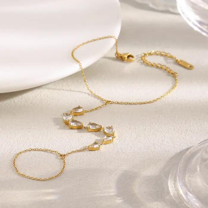 E.B.belle – Bracelet de doigt en forme de goutte d'eau brillante
