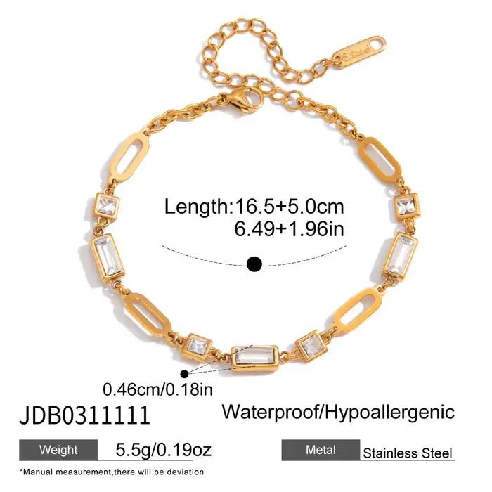 Bracelet multi-géométrique en zircon Ars chaîne réglable en acier inoxydable pour femmes occasions spéciales elegance moderne