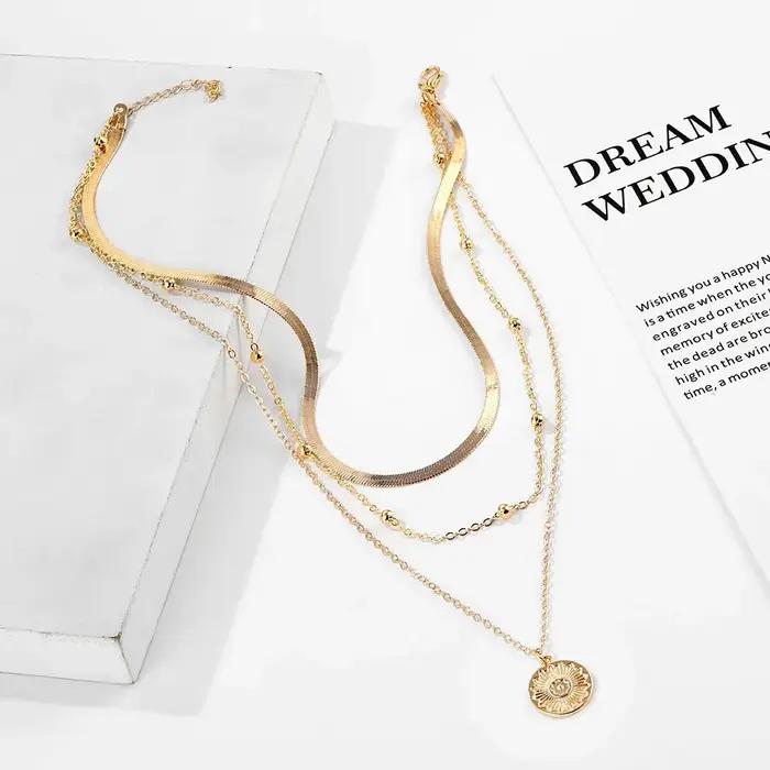 Collier rond à trois couches en argent Sterling 925 pour femmes