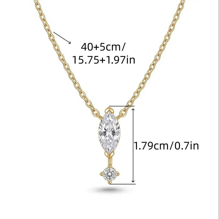 Collier pendentif marquise CZ plaqué or pour femmes élégantes occasions spéciales bijou mode soirée