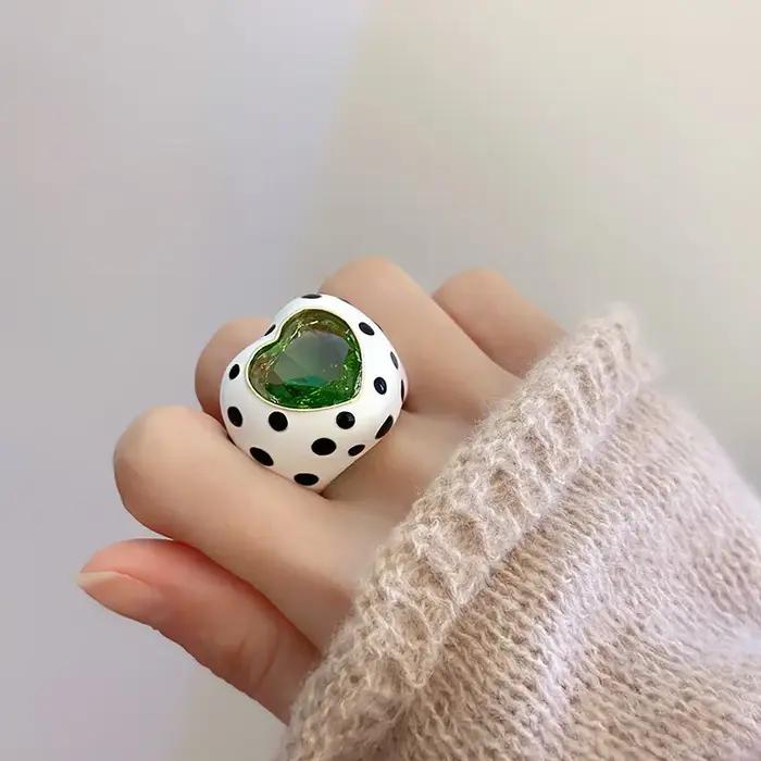 Bague en cristal incrustée de vaches pour femmes, mode coréenne
