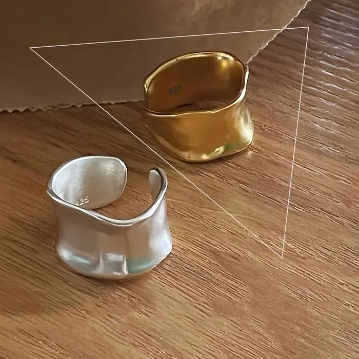 PANJBJ-Bague ronde rétro en argent regardé 925 véritable pour femme, bijoux fins vintage, accessoire