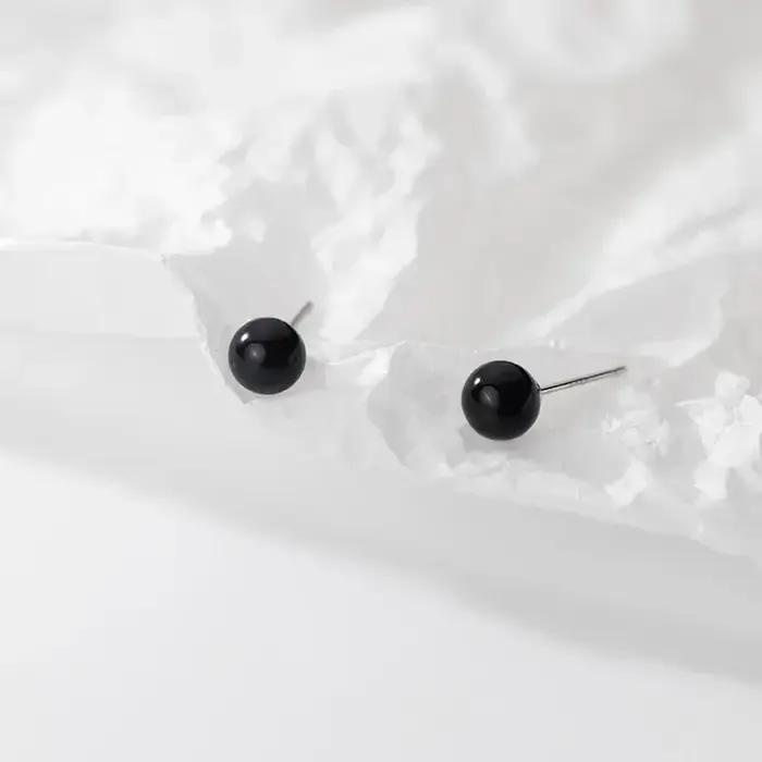 Boucles d'oreilles perles noires en argent regardé 925 pour femmes et enfants, bijoux d'oreille de tempérament coréen, cadeau de fête de mariage, pendentif femme occasions spéciales