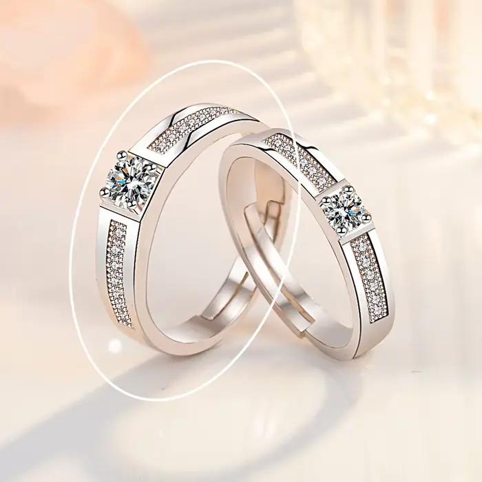 Bague en argent sterling 925 de luxe, simple et exquise, avec zircon, pour hommes et femmes, cadeau