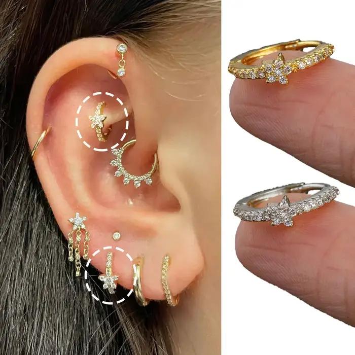 Rook Piercing étoile cerceau boucle d'oreille conque Helix Tragus Lobe oreille Cartilage