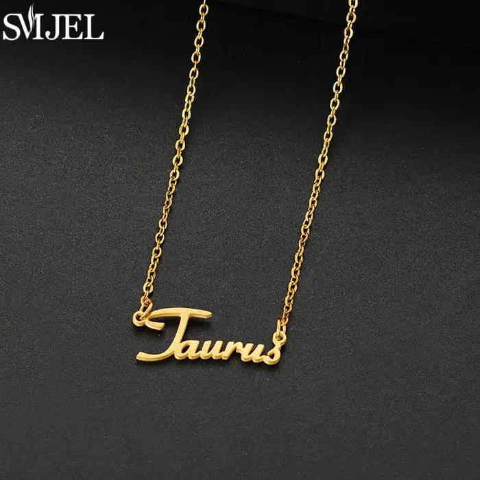 Collier en acier inoxydable avec lettres du zodiaque 12 constellations : Bélier, Lion, Taureau, Géme