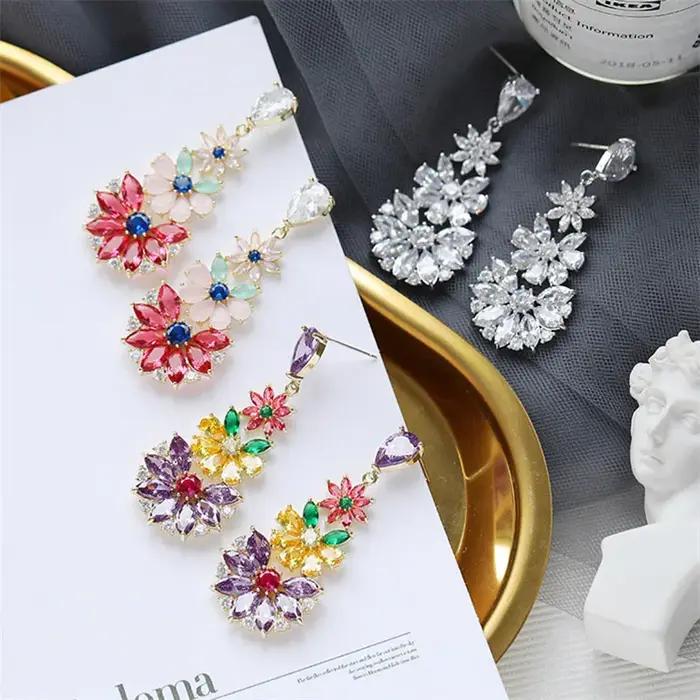 Boucles d'oreilles pendantes en cristal bohème pour femmes