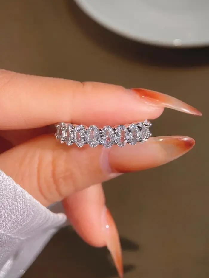 Bague ovale en argent Sterling 925 pour femmes
