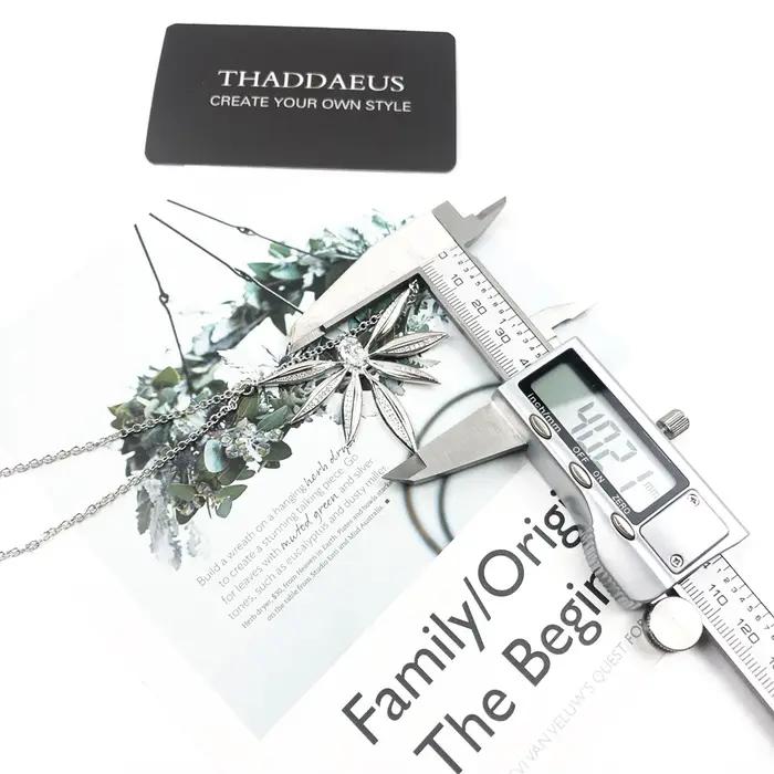 Grand collier de feuilles en argent regardé 925 pour femme