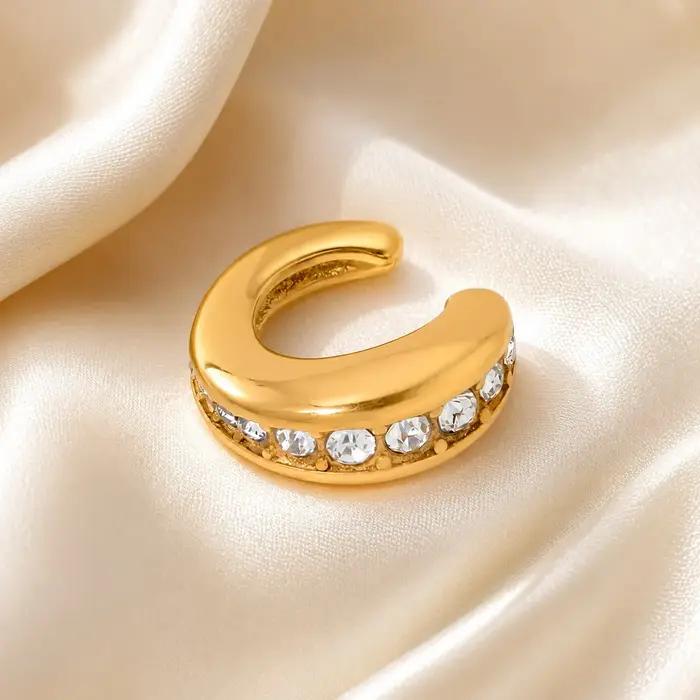Manchette d'oreille en forme de C épaisse en zircon cubique