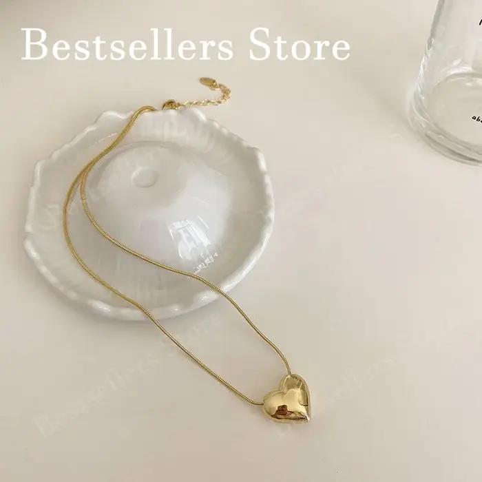 Collier Cœur en Argent Sterling 925 / Plaqué Or – Bijoux de Mode pour Femmes