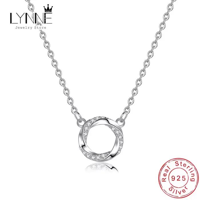 Colliers ronds en strass pour femmes, exquis et Simple, motif torsadé Mobius, cadeau, bijoux en arge