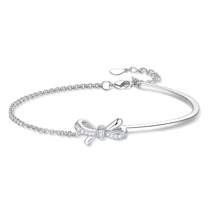 Bracelet en argent Sterling S925, conception de nœud, sens avancé, demi-cercle léger, mosaïque de di