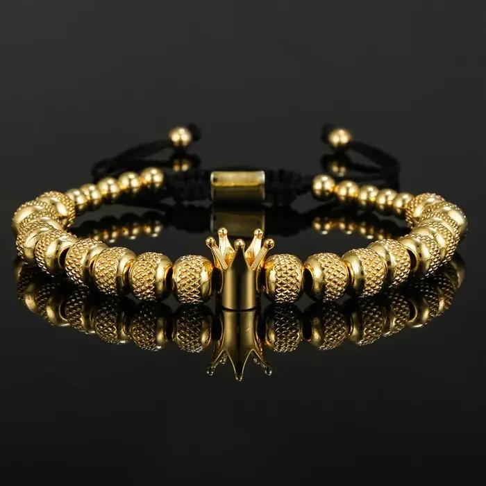 Bracelets à breloques couronne royale simples pour hommes et femmes