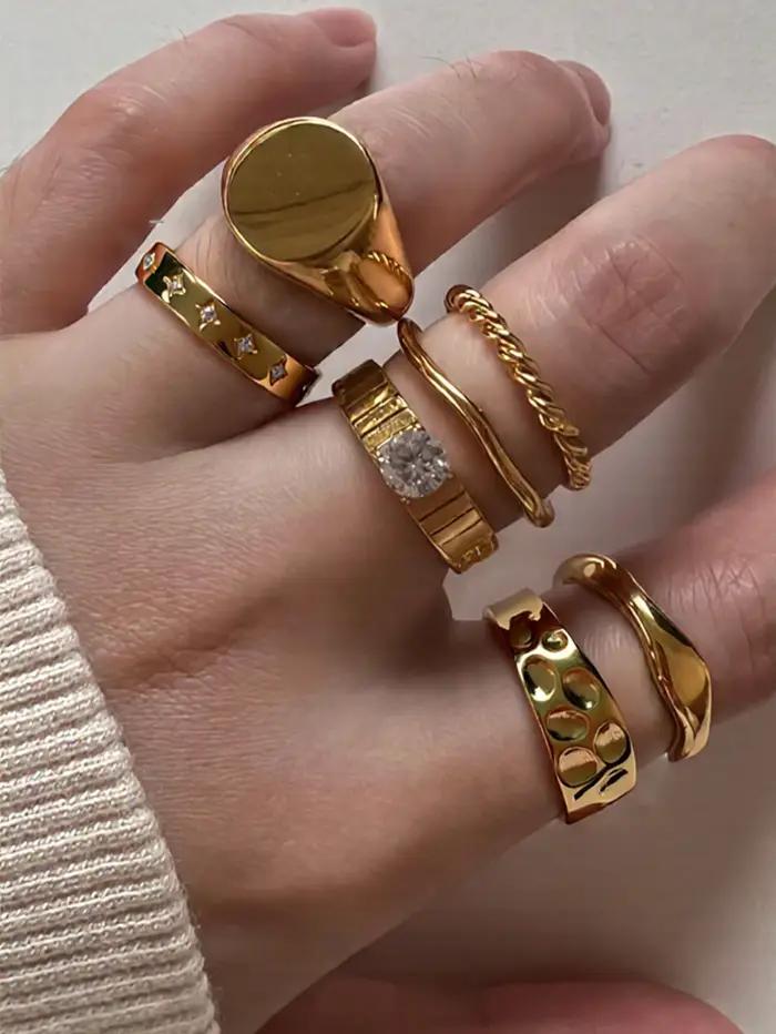 Ensemble de bagues épaisses pour femmes avec accent CZ