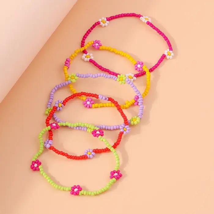 Bracelets de cheville colorés style Boho perles de fleurs faites à la main pour femmes et filles variété de styles et occasions spéciales