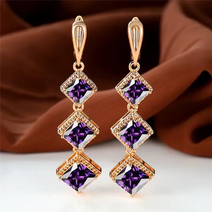 Boucles d'oreilles de fiançailles couleur or Rose