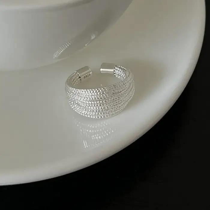 Bague multi-lignes en argent carillon pour femmes et filles