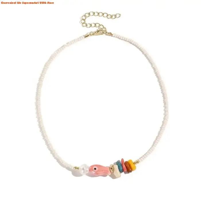 Collier bohème coloré réglable en cristal artificiel et perles pour femmes et filles occasions spéciales festival plage tenue décontractée