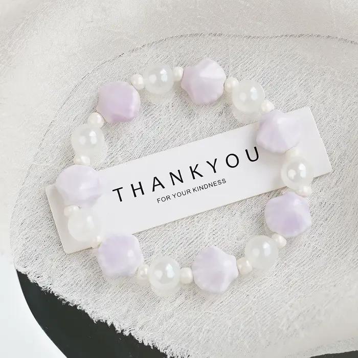 Bracelet en céramique en forme de coquille d'océan pour femmes et hommes, bijoux colorés, cadeau pour ami