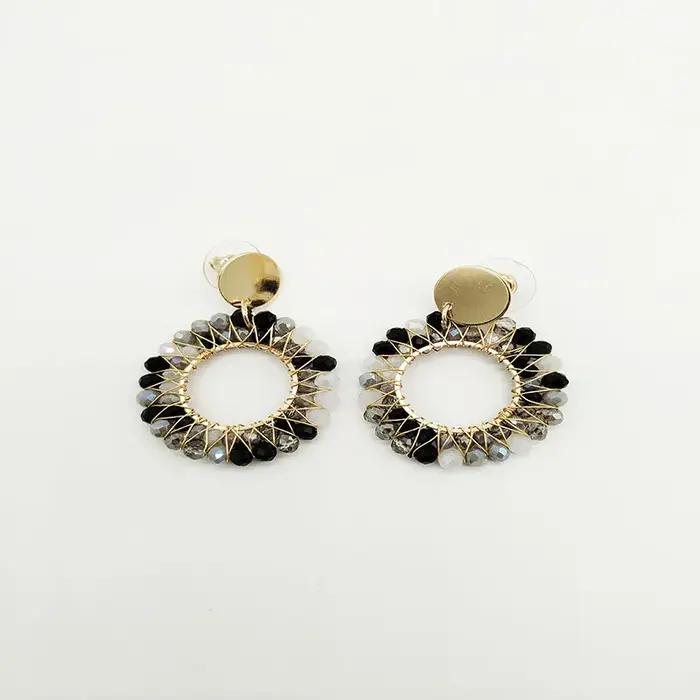 Boucles d'oreilles en perles de riz à tricoter à la main