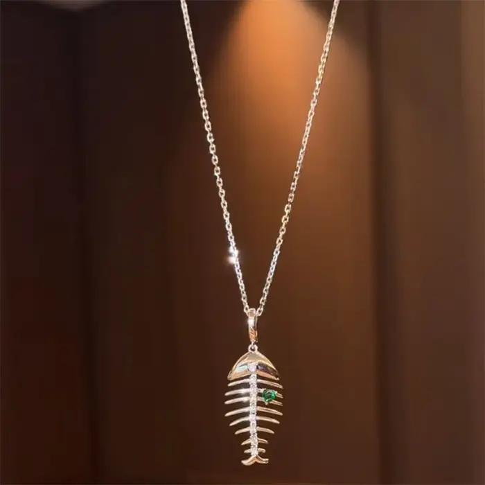 Collier tendance en diamants verts, accessoires de mode, haut de gamme, simple et unique, chaîne en