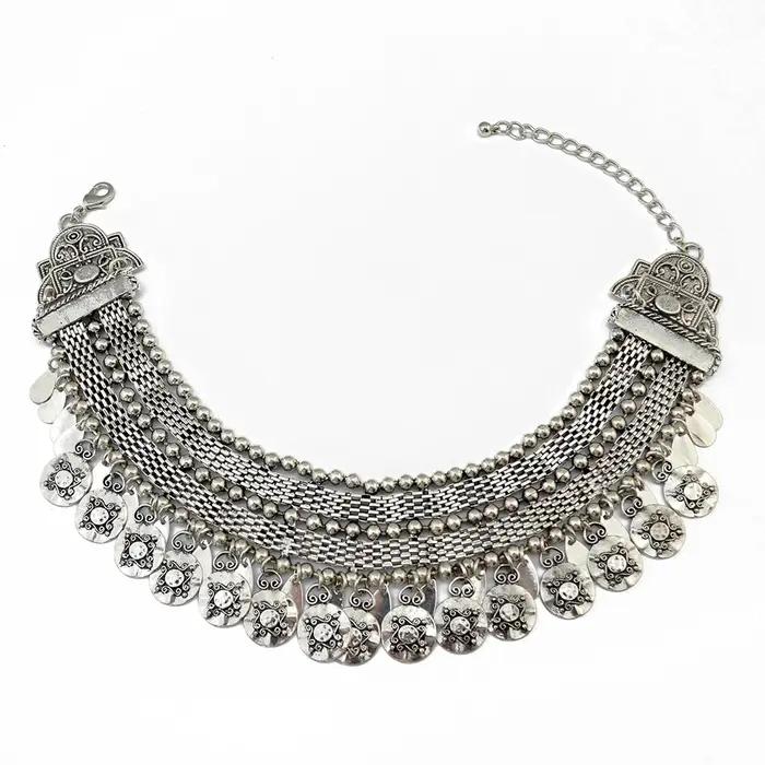 Collier ras du cou ethnique traditionnel gitane Afghan pour femmes