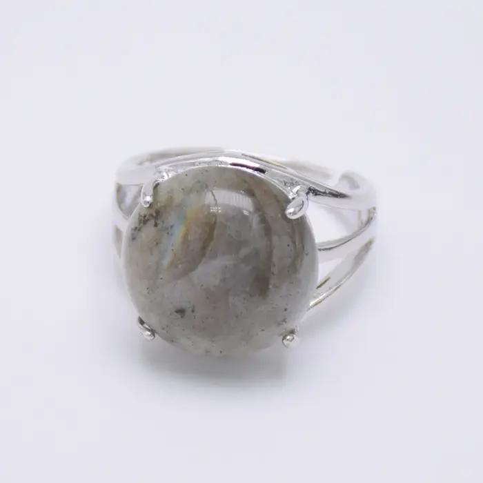 Bague de cocktail ronde en pierre naturelle pour femmes, ajustable, style moderne, quartz rose, cristal violet, bijou de fête pour soirées et occasions spéciales