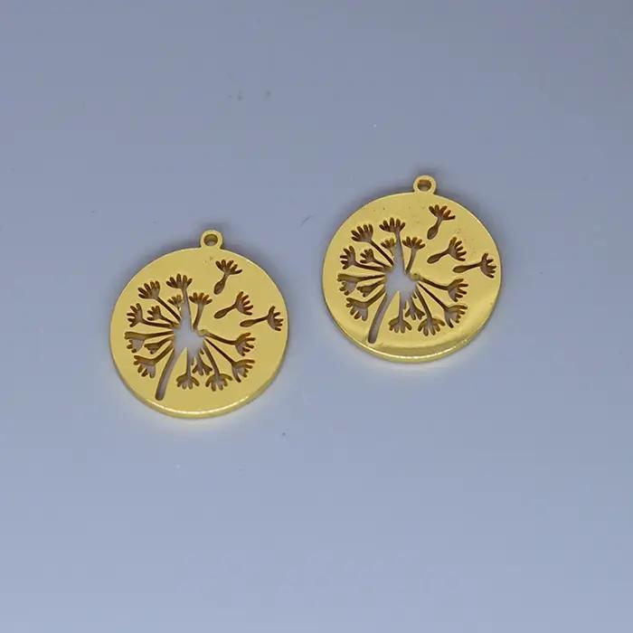 3 pièces chanceux souhaitant pissenlit bricolage boucles d'oreilles collier breloques femmes amulette ronde plante meilleurs vœux pendentif en acier inoxydable bijoux