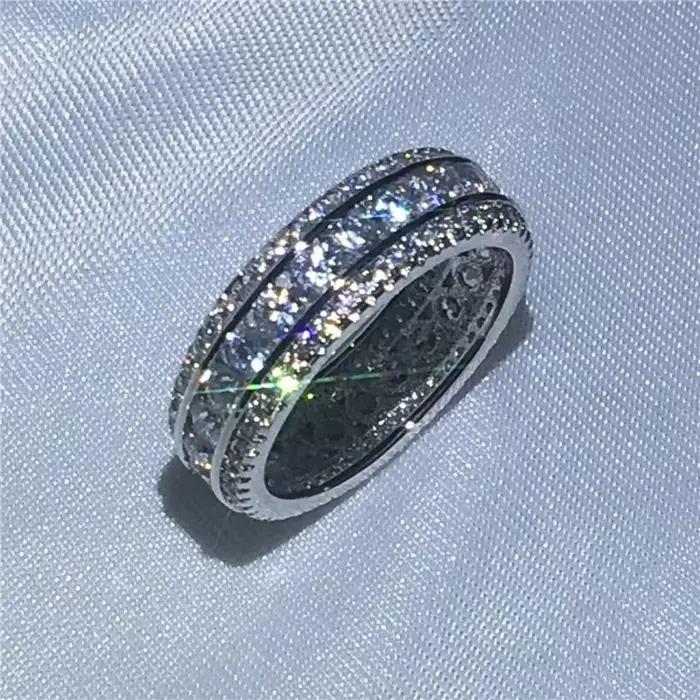 Bague en diamant de laboratoire, alliance romantique et éternelle pour engagement et mariage, cadeau de fiançailles en or blanc avec zirconium pour femmes et occasions spéciales