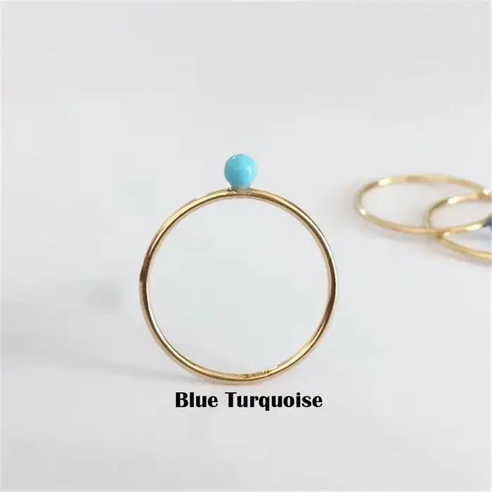 Bague empilable en opale blanche rempli d'or 14K de 3mm